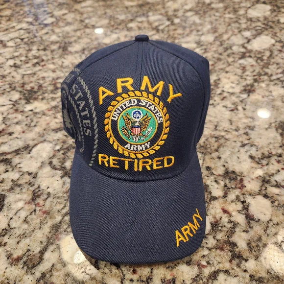 TOP HEADWEAR Mens Retired Military Veteran Hat - Adjustable Hook & Loop Baseball - Picture 3 of 6